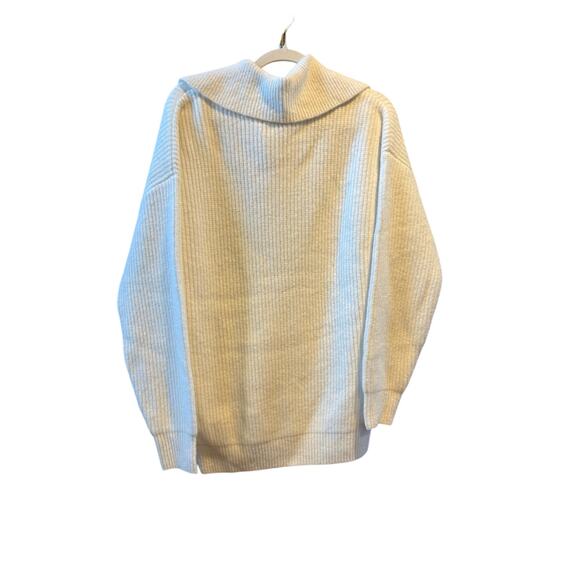 NWT Open Edit Oversize Rib Zip Sweater in Ivory Dove Cream Medium - Picture 4 of 6
